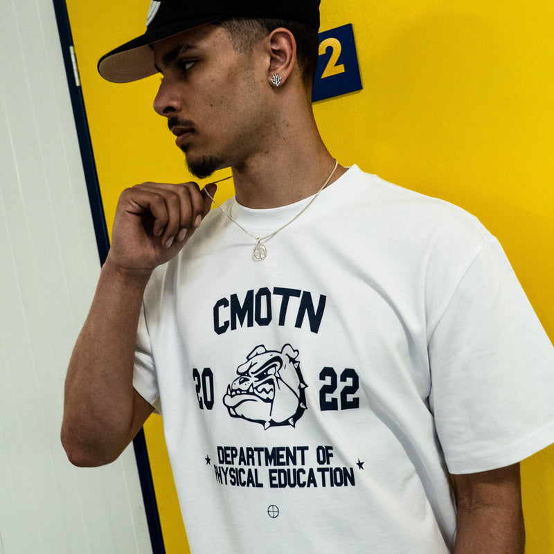 PHYSICAL EDUCATION TEE (WHITE / NAVY) WORN BY SOL